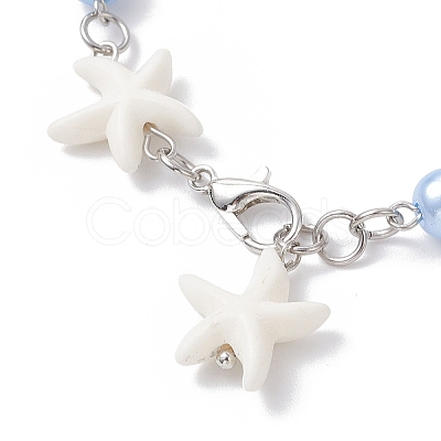 Synthetic Turquoise Starfish Link Bracelets for Women BJEW-JB12469-01-1