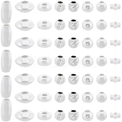80Pcs 8 Styles 925 Sterling Silver Beads STER-BBC0008-87-1