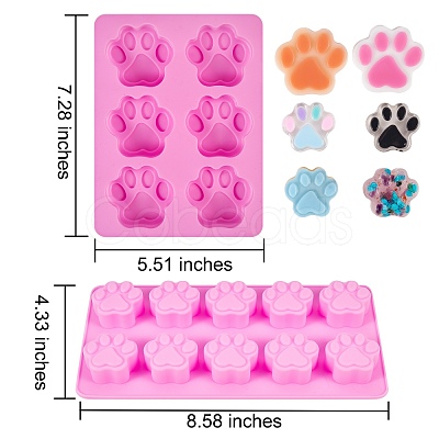 2Pcs 2 Styles Paw Shaped Fondant Molds DIY-SZ0002-69-1