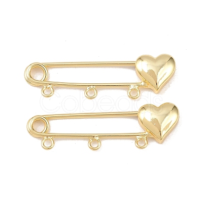 Heart Brass Brooch Findings LS-KK-Z132-01G-01-1