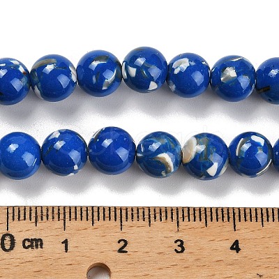 Assembled Synthetic Stone and Trochus Shell Beads Strands G-B128-08C-05-1