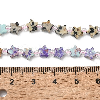 4 Styles Synthetic Imperial Jasper & Natural Picture Jasper & Unakite & Dalmatian Jasper Beads Strands G-D095-A04-1