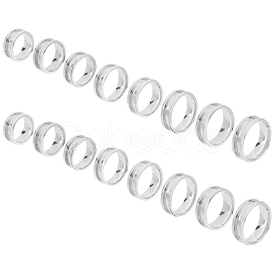 16Pcs 8 Size 201 Stainless Steel Grooved Finger Ring Settings STAS-UN0041-45-1
