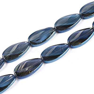 Electroplate Transparent Glass Beads Strands EGLA-N055-02G-1