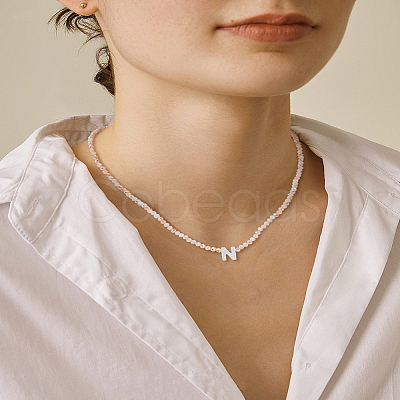 1Pc Glass Rondelle Beaded Necklaces NJEW-LP0007-23N-1