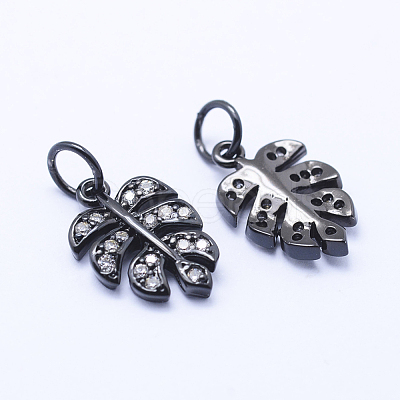 Eco-Friendly Brass Micro Pave Cubic Zirconia Charms KK-P133-04-NR-1