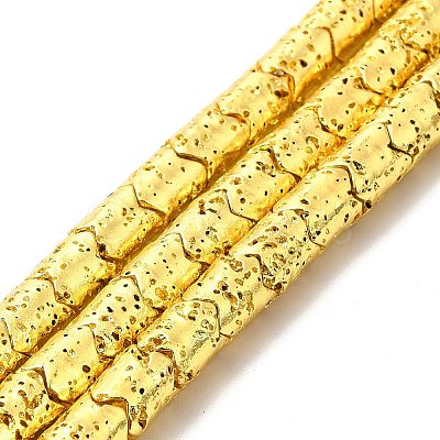 Electroplated Natural Lava Rock Beads Strands G-G984-03-1