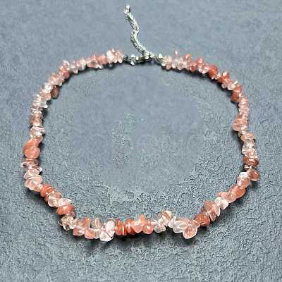 Cherry Quartz Glass Chip Beaded Necklaces for Women IW6789-11-1