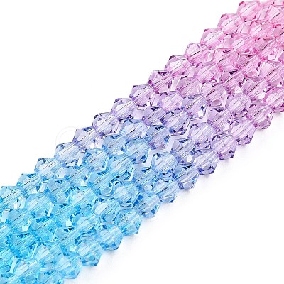 Gradient Color Baking Paint Glass Bead Strands LS-DGLA-A039-T6mm-A07-1