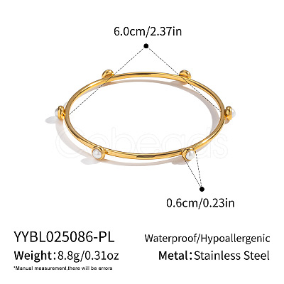 Chic 304 Stainless Steel Pave Pearl Bangles for Women HT2221-1-1