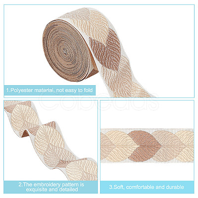 Polyester Jacquard Leaf Ribbon for Garment Accessories OCOR-WH0097-23D-1