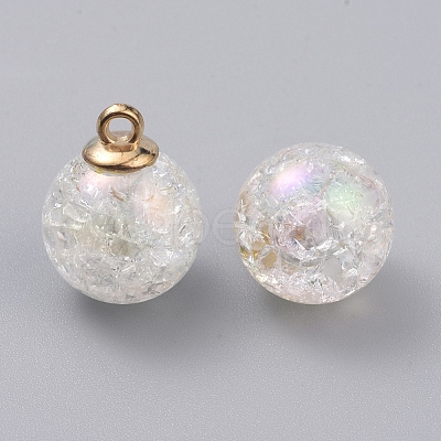 Bubblegum AB Color Transparent Crackle Acrylic  Pendants GLAA-TAC0002-D09-1