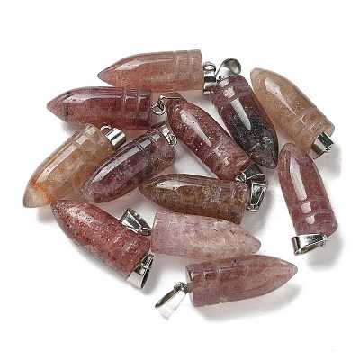 Natural Strawberry Quartz Pointed Pendants G-B127-18P-03-1