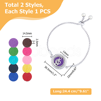 2Sets 2 Styles 316 Surgical Stainless Steel Rhinestone Diffuser Locket Slider Bracelets BJEW-FI0001-84A-1