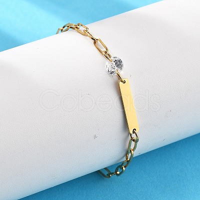 304 Stainless Steel Paperclip Chain Bracelets BJEW-A035-04G-02-1
