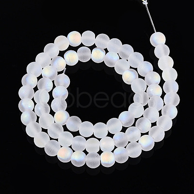 Frosted Imitation Jade Glass Beads Strands GLAA-T032-J6mm-MBB02-1