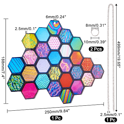 Polymethyl Methacrylate Honeycomb Pendant HJEW-WH0048-03S-1