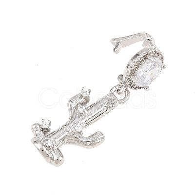 Brass Micro Pave Clear Cubic Zirconia Pendants KK-Z151-12P-02-1