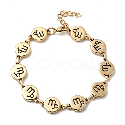 12 Constellations 304 Stainless Steel Link Chain Bracelets BJEW-I239-01G-01-1