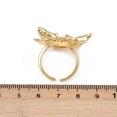 Brass Micro Pave Cubic Zirconia Adjustable Cuff Rings RJEW-C139-13G-1