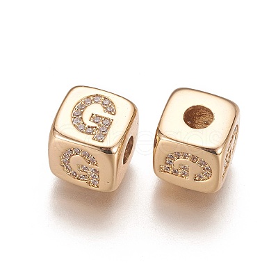 Brass Micro Pave Cubic Zirconia Beads KK-K238-16G-G-1
