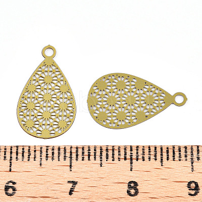 Spray Painted 430 Stainless Steel Filigree Pendants STAS-WH0047-78J-1