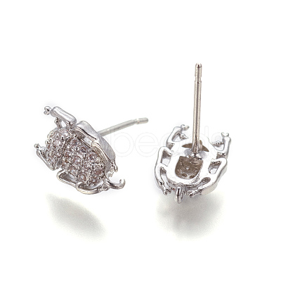 Brass Cubic Zirconia Stud Earrings Finding X-ZIRC-O028-01P-1