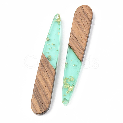 Transparent Resin & Walnut Wood Pendants X-RESI-S389-039A-B02-1
