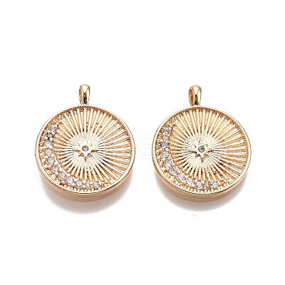 Brass Micro Pave Clear Cubic Zirconia Pendants KK-C005-07G-1