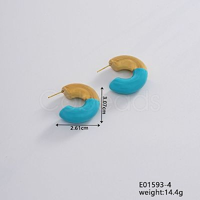 Vintage Retro 304 Stainless Steel C-Shaped Stud Earrings for Women JV8839-4-1