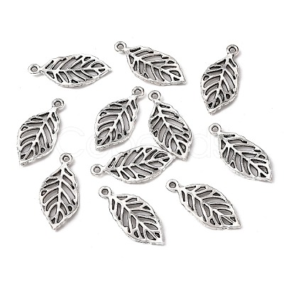 Tibetan Style Alloy Leaf Pendants TIBEP-Q035-54AS-NR-1