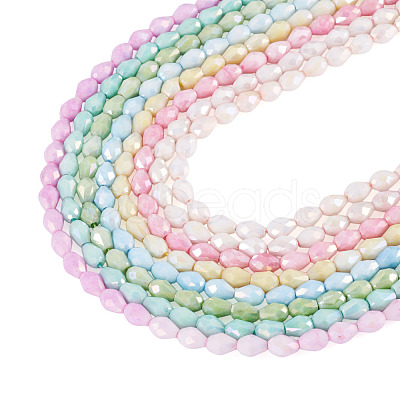 8Strands 8 Colors Anti-Tarnish Electroplate Glass Beads Strands GLAA-TA0003-79-1