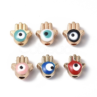 Alloy Enamel Evil Eye Beads ENAM-G214-04G-1