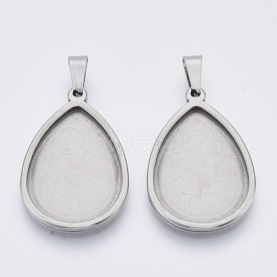 Tarnish Resistant 201 Stainless Steel Pendant Cabochon Settings X-STAS-R101-01-1