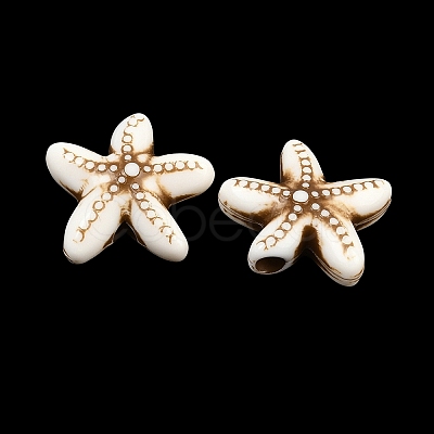 Ocean Theme Spray Painted Opaque Acrylic Beads ACRP-F003-02E-1