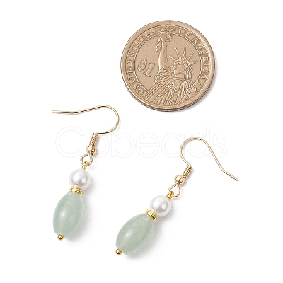 Natural Green Aventurine Dangle Earrings EJEW-JE06470-1