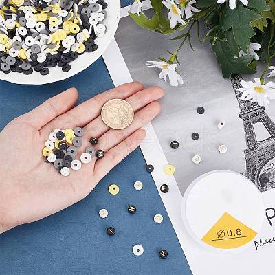 Flat Round Handmade Polymer Clay Beads CLAY-AR0001-21-1