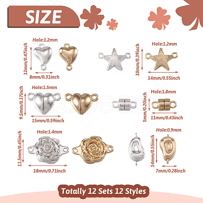 12 Sets 12 Styles Brass Magnetic Clasps FIND-TA0002-20-1