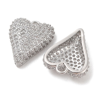 Brass Micro Pave Clear Cubic Zirconia Pendants KK-S388-01P-03-1