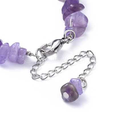 Natural Amethyst Chip Bracelets BJEW-JB04489-02-1