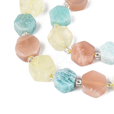 Natural Lemon Quartz & Flower Amazonite & Sunstone Beads Strands G-N358-03A-07-1