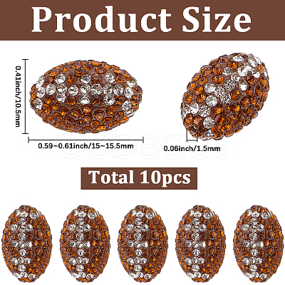 10Pcs Handmade Polymer Clay Rhinestone Beads RB-SC0001-22-1