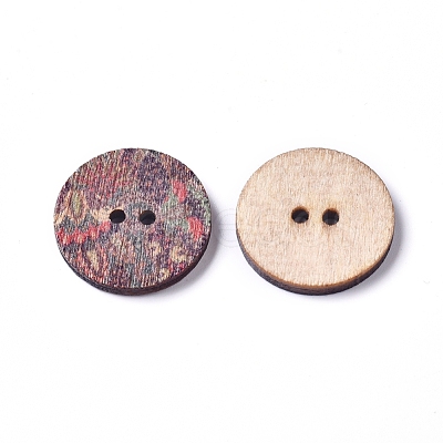 Printed Poplar Wood Buttons WOOD-D021-01B-1