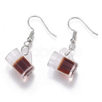 Resin Draft Beer Dangle Earring EJEW-N0030-01A-P-1