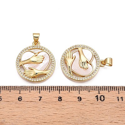 Brass Micro Pave Clear Cubic Zirconia Pendants KK-N254-186G-1