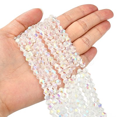 Faceted(32 Facets) Glass Beads Strands Round X-GF4mmC28-AB-1