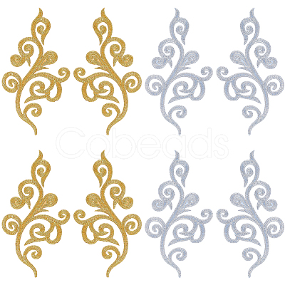 8 Pairs Ethnic Style Flower Pattern Computerized Embroidery Appliques PATC-GF0001-84C-1