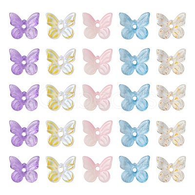50Pcs 5 Colors Transparent Spray Painted Glass Charms GLAA-FS0001-05-1