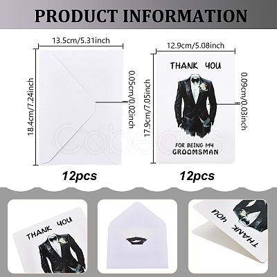 12Pcs Paper Wedding Thank You Card AJEW-GA0010-04-1