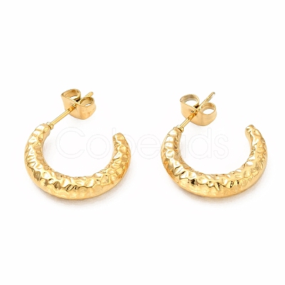Ion Plating(IP) 304 Stainless Steel Crescent Moon Stud Earrings EJEW-F283-05G-1